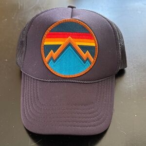 RARE! Aviator Nation Navy Blue Trucker Hat with Mountain Patch
